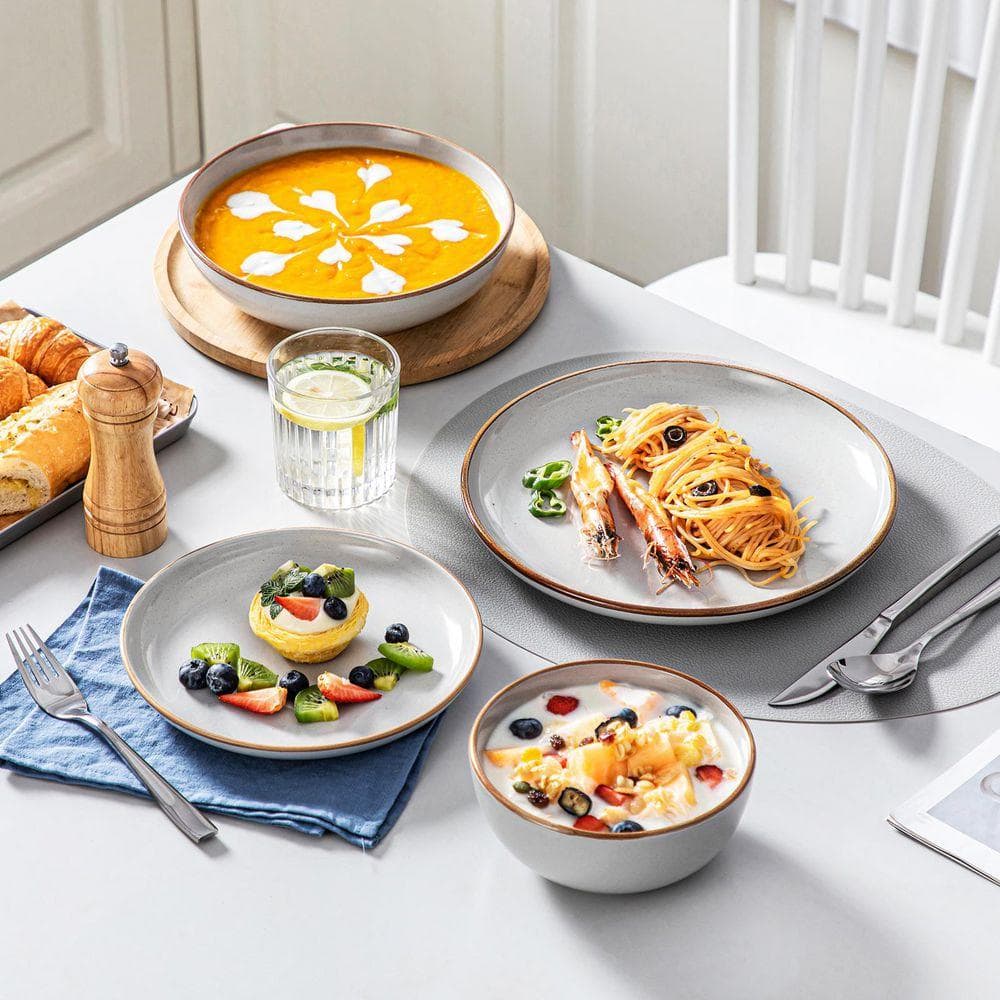 16-Piece Gray Stoneware Dinnerware Set - Thumbnail 5