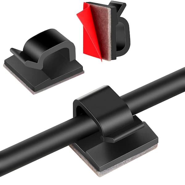 Adhesive Cable Clips in Black 60 PCS Upgraded Wall Wire Clips for Cable Management Under Desk Car Dash Cam Electric Wire