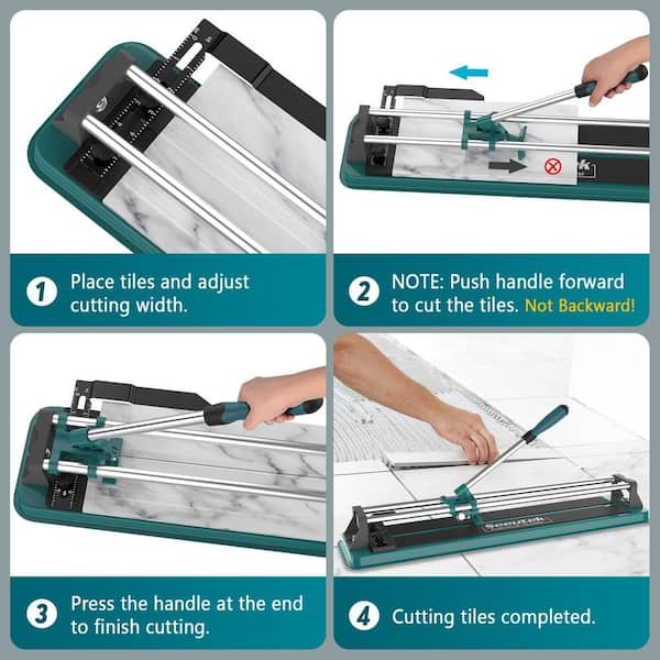 SEEUTEK 17 in. Manual Tile Cutter with Carbide Grit Blade and Non