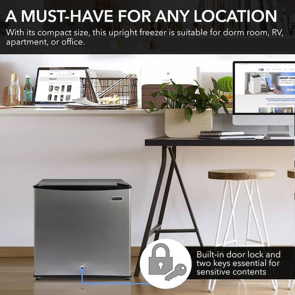 1.1 cu. Ft. Upright Freezer Mini Freezer with lock Reversible Door in Stainless Steel Energy Star