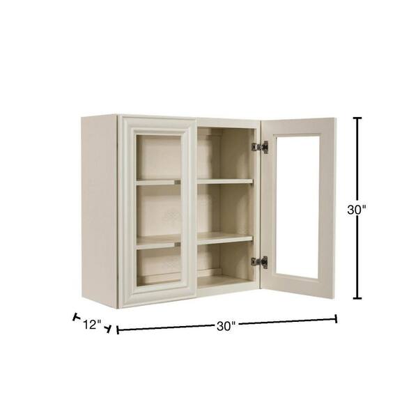 LIFEART CABINETRY Princeton Assembled 30 in. x 12 in. x 12 in. Wall Mullion Door Cabinet with 2-Door in Off-White