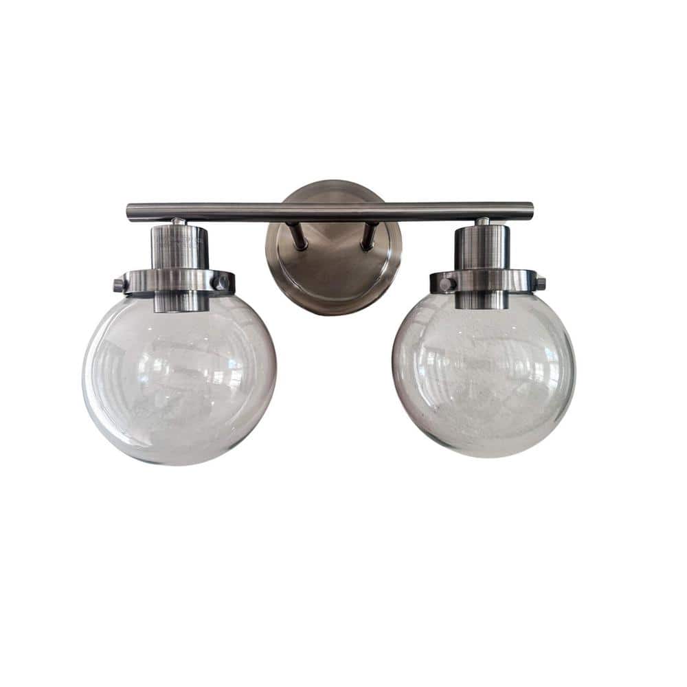 Amucolo 15.5 in. 2-Light Silver Bathroom Vanity Light Fixture, Wall ...