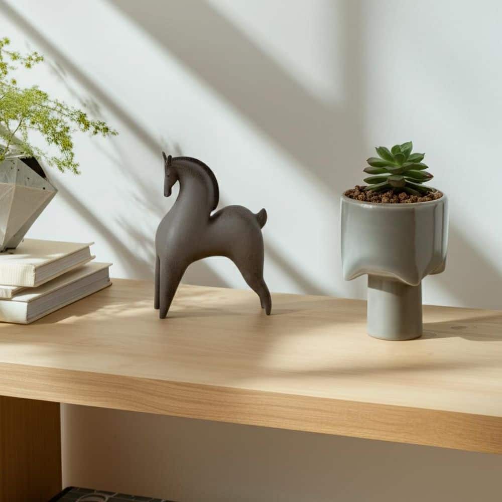 Liv & Skye Gray 9 in. x 12 in. Resin Novelty Curved Horse Figurine