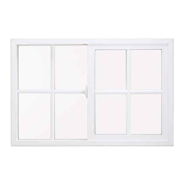 JELD-WEN 35.5 in. x 23.5 in. Premium Atlantic White Vinyl Left-Handed Sliding Window with Colonial Grids/Grilles