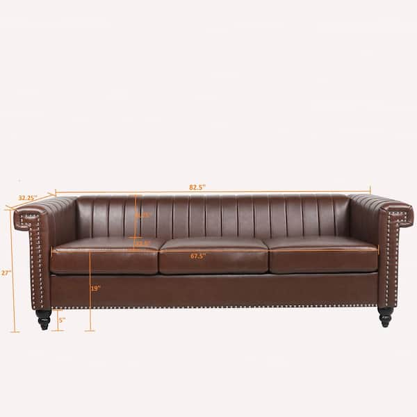 Vintage Compact Brown Leather Sofa Studded Arms Velcro Bottom Cushions at  1stDibs