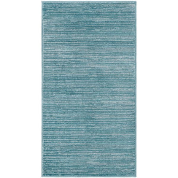 Vision Aqua 2 ft. x 3 ft. Solid Marle Area Rug