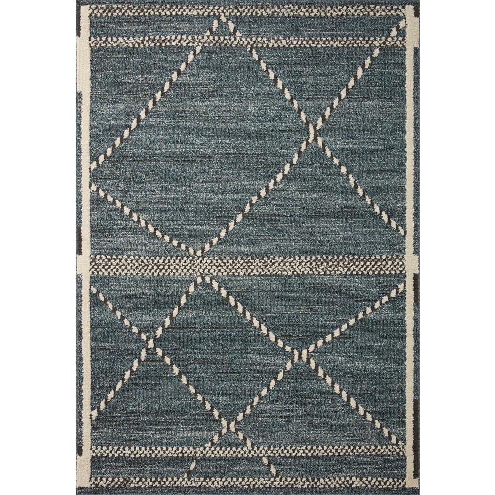 Fabian Denim and Charcoal Diamond Wool Area Rug 2'-7" x 12'-0"