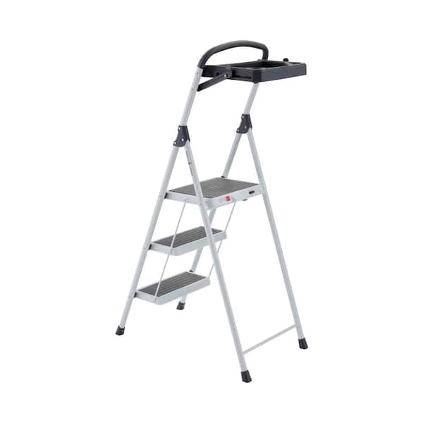 Gorilla Ladders 3-Step 8 ft. 9 in. Reach Height Steel Step Stool with Tray, 225 lbs. Maximum Load Capacity, Type II Duty Rating