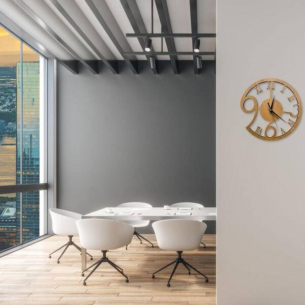 Brown Analog Wood Silent Non Ticking Unique Wall Clock HDCYKV4VJ3