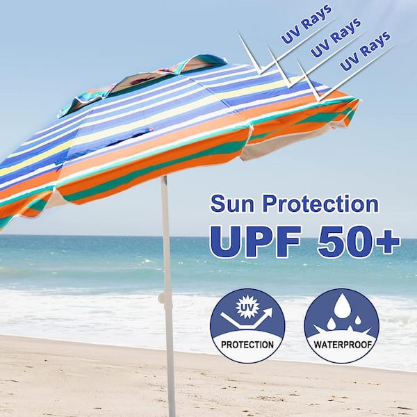 HONEY JOY 6.5 ft. Beach Umbrella w/Table Windproof Ventilated Sunshade  Shelter w/Tilt Mechanism Sand Anchor Sandbag TOPB006861 - The Home Depot