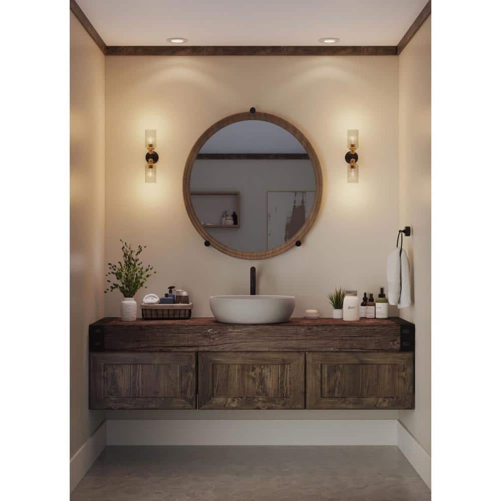 Antique Bronze 18.5" Vintage Bath Vanity Light with Clear Glass Shades