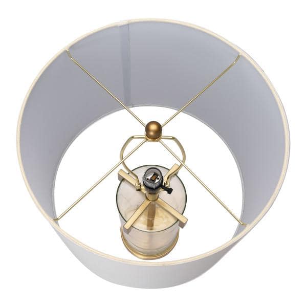 Edison 26.5" White Drum Shade Glass Table Lamp with Gold Accents