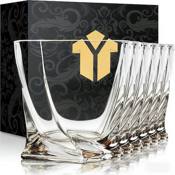 4 Pcs 10 oz. Old Fashioned Whiskey Glasses Rocks Glasses, Gift Box Barware for Bourbon, Scotch, Rum glasses