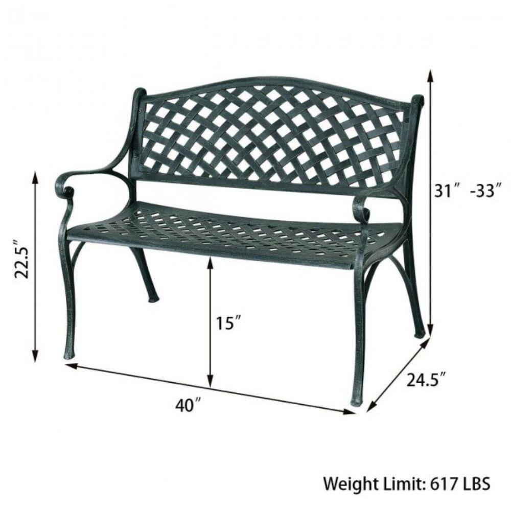 Ancient Green 40" Aluminum Classic Outdoor Garden Bench
