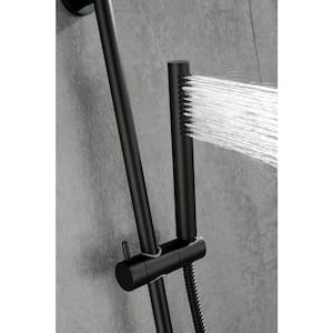 1-Spray Patterns with 2.5 GPM 8.46 in. Rectangle Wall Mount Handheld Shower Head w/ Sliding Bar and Hose in Matte Black