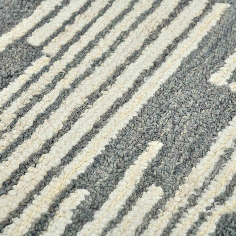Handmade Dark Gray Geometric Wool Rectangular Rug 5' x 8'