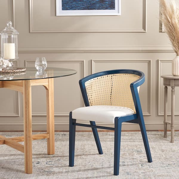 SAFAVIEH Edan Navy/White Wood Dining Chair DCH1500E