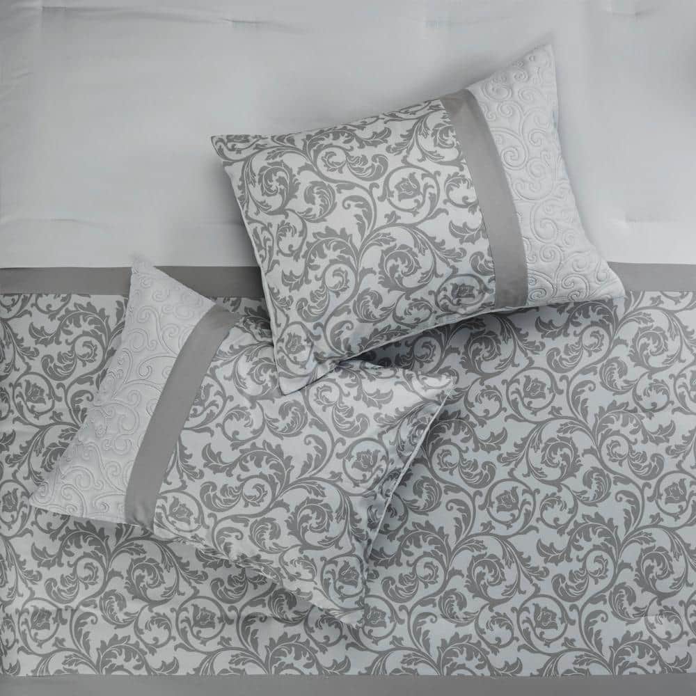Gray King Size Microfiber Down Alternative Comforter Set