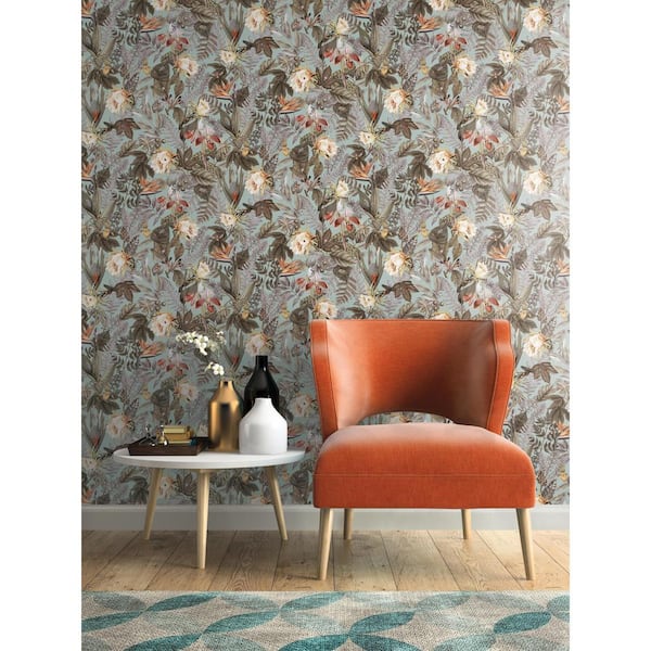 Tropical Flowers Green Peel and Stick Wallpaper (Covers 28.18 sq. ft.)