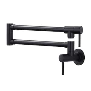 Wall Mounted Brass Pot Filler with 2 Handles in Black