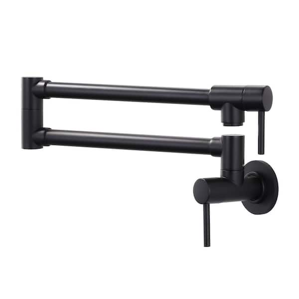 IVIGA Wall Mounted Brass Pot Filler with 2 Handles in Black VSK46B ...