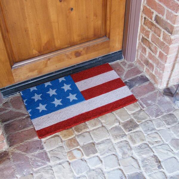 America The Beautiful Summer Doormat Patriotic Floral Indoor Outdoor 18/" x 30/"