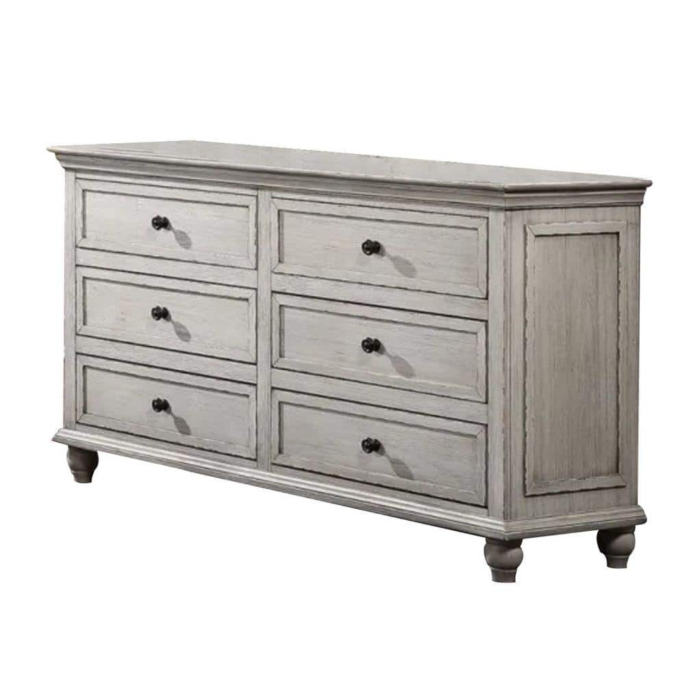 Benjara 18 In. Gray And Black 6-Drawer Wooden Dresser Without Mirror ...