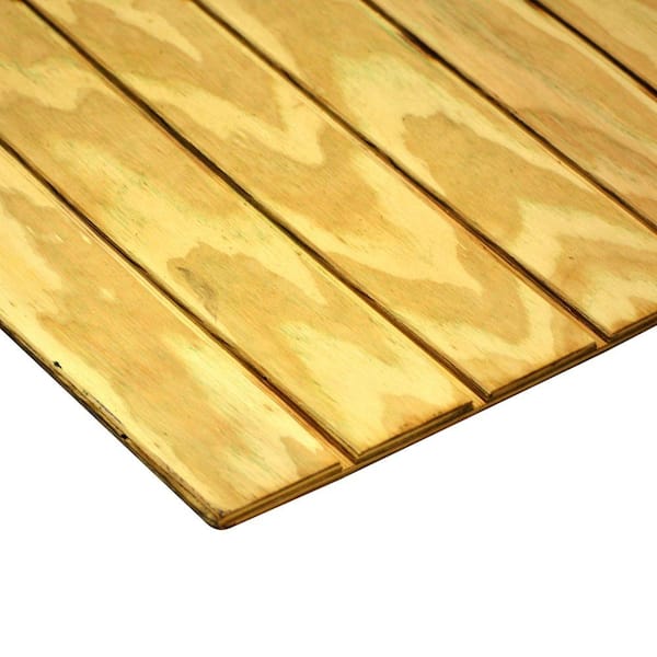 Unbranded 5/8 in. x 4 ft. x 8 ft. T1-11 8 in. On-Center Ground Contact Pressure-Treated Plywood