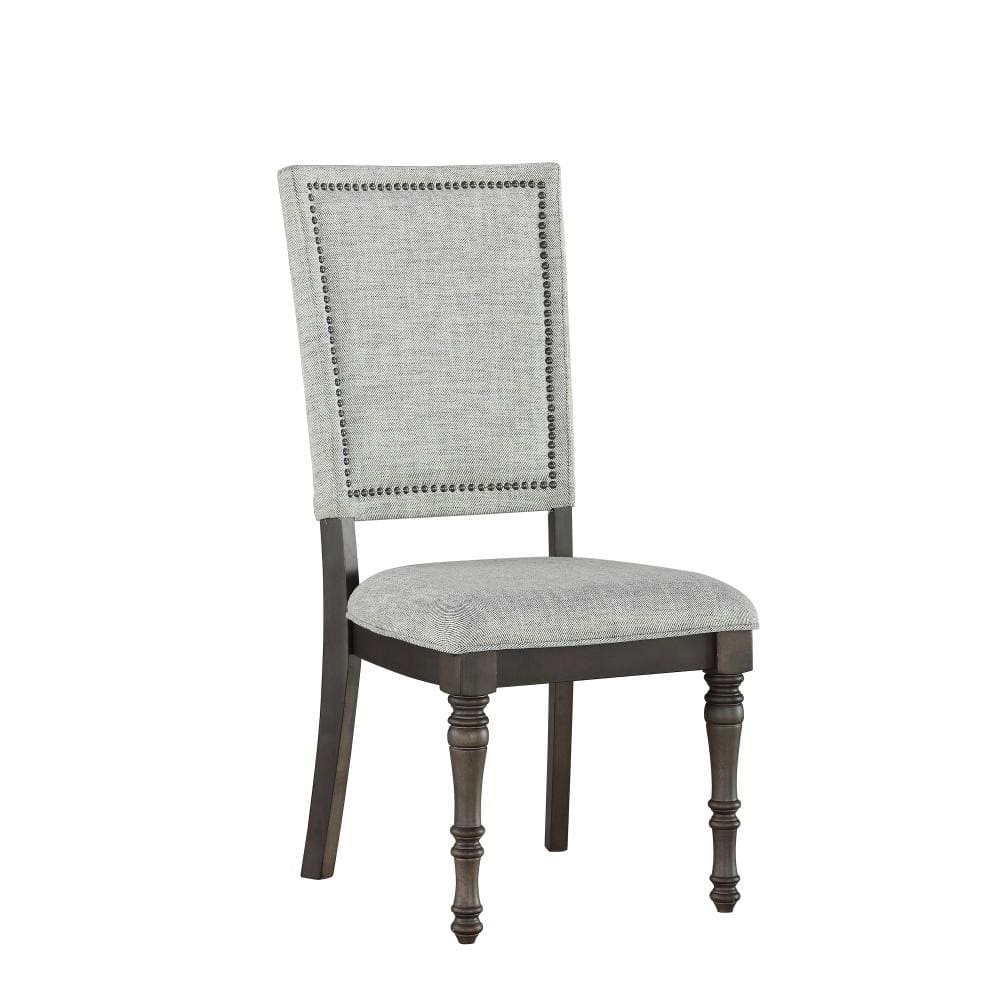 Gray High Back Linen Upholstered Wood Side Chair