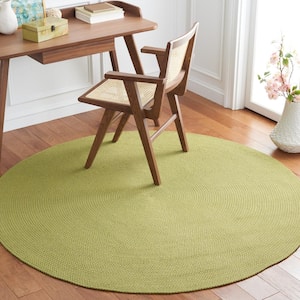 Braided Green Doormat 3 ft. x 3 ft. Abstract Round Area Rug