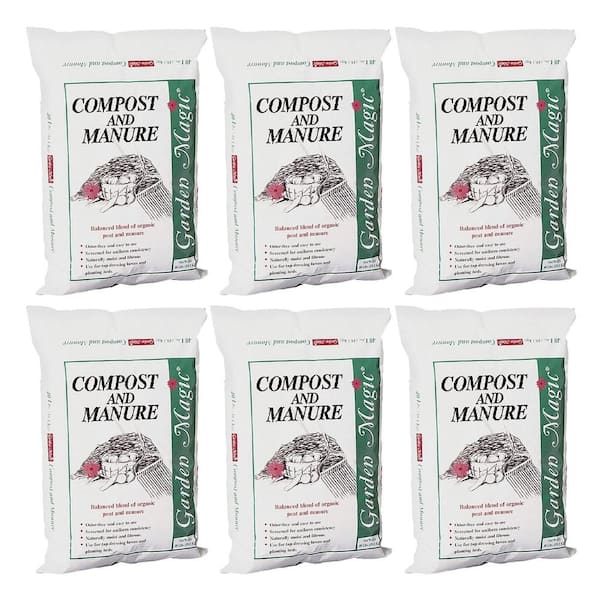 Lawn Garden Compost and Manure Blend, 40 Pound Bag (6-Pack)