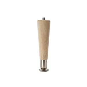 6 in. Round Taper Table Leg with Hanger Bolt - 1.5 in. Dia. Tapers to 0.875 in. - Unfinished Hardwood - Self Leveling