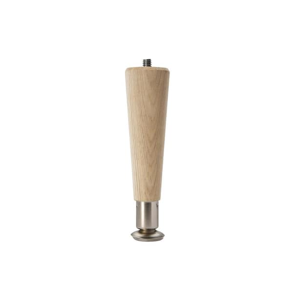 Waddell 6 in. Round Taper Table Leg with Hanger Bolt - 1.5 in. Dia. Tapers to 0.875 in. - Unfinished Hardwood - Self Leveling