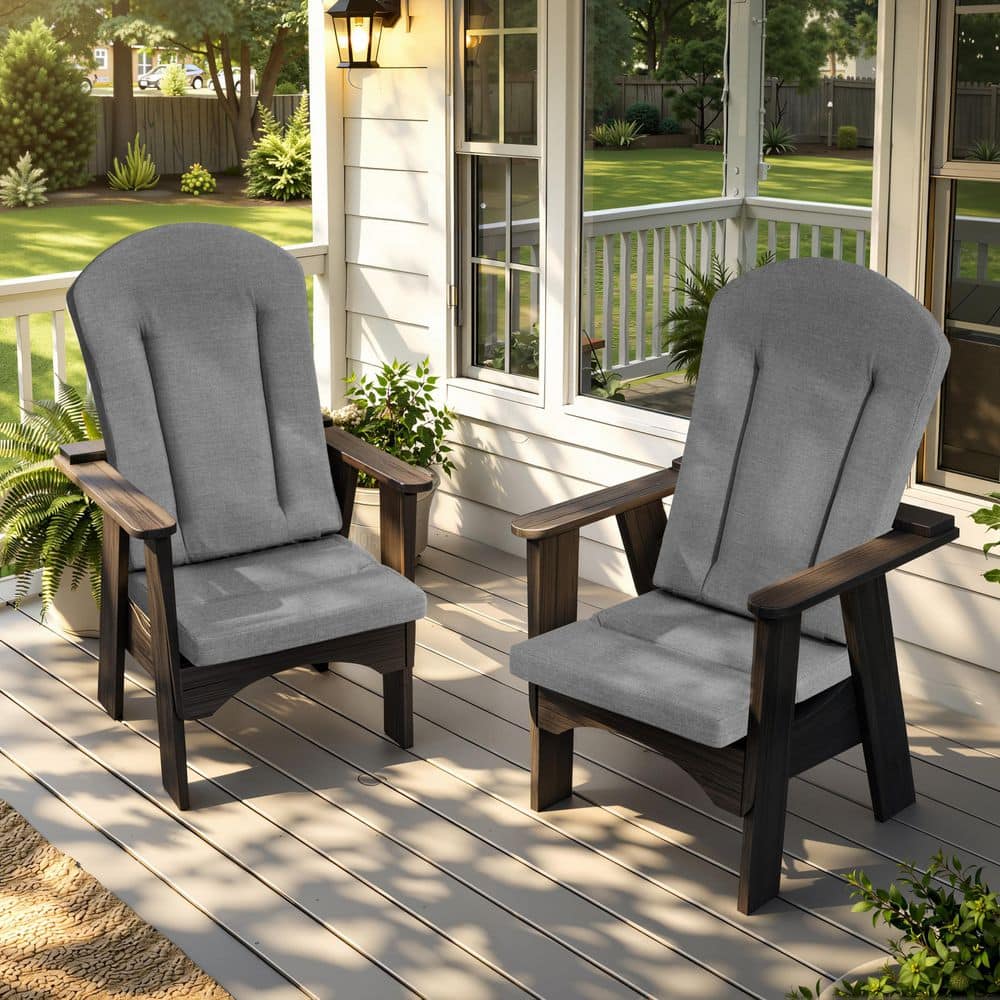 21.65 in. x 49.61 in. 2-Piece Replacement Outdoor Adirondack Chairs Cushion in Light Gray