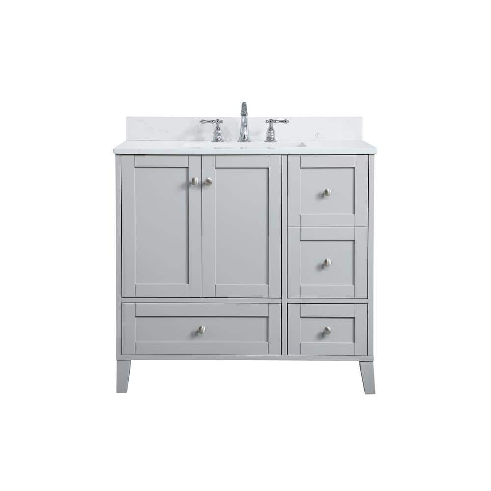 Timeless 36 in. W Single Bath Vanity in Grey with Engineered Stone Vanity T