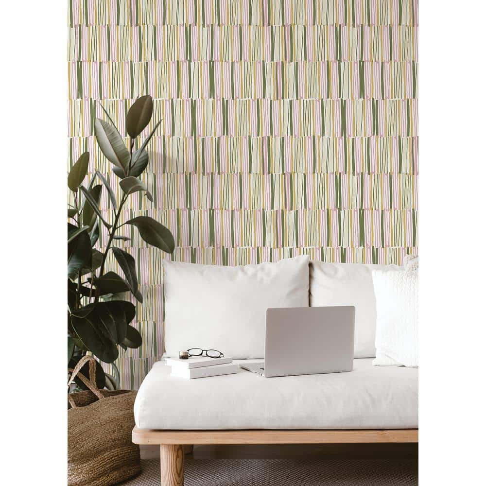 Yellow Thistle Distressed Multicolor Peel and Stick Wallpaper
