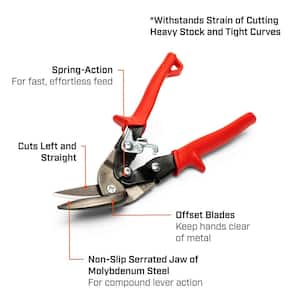 Wiss 9-1/4 in. Compound Action Offset Straight and Left Cut Aviation Snips