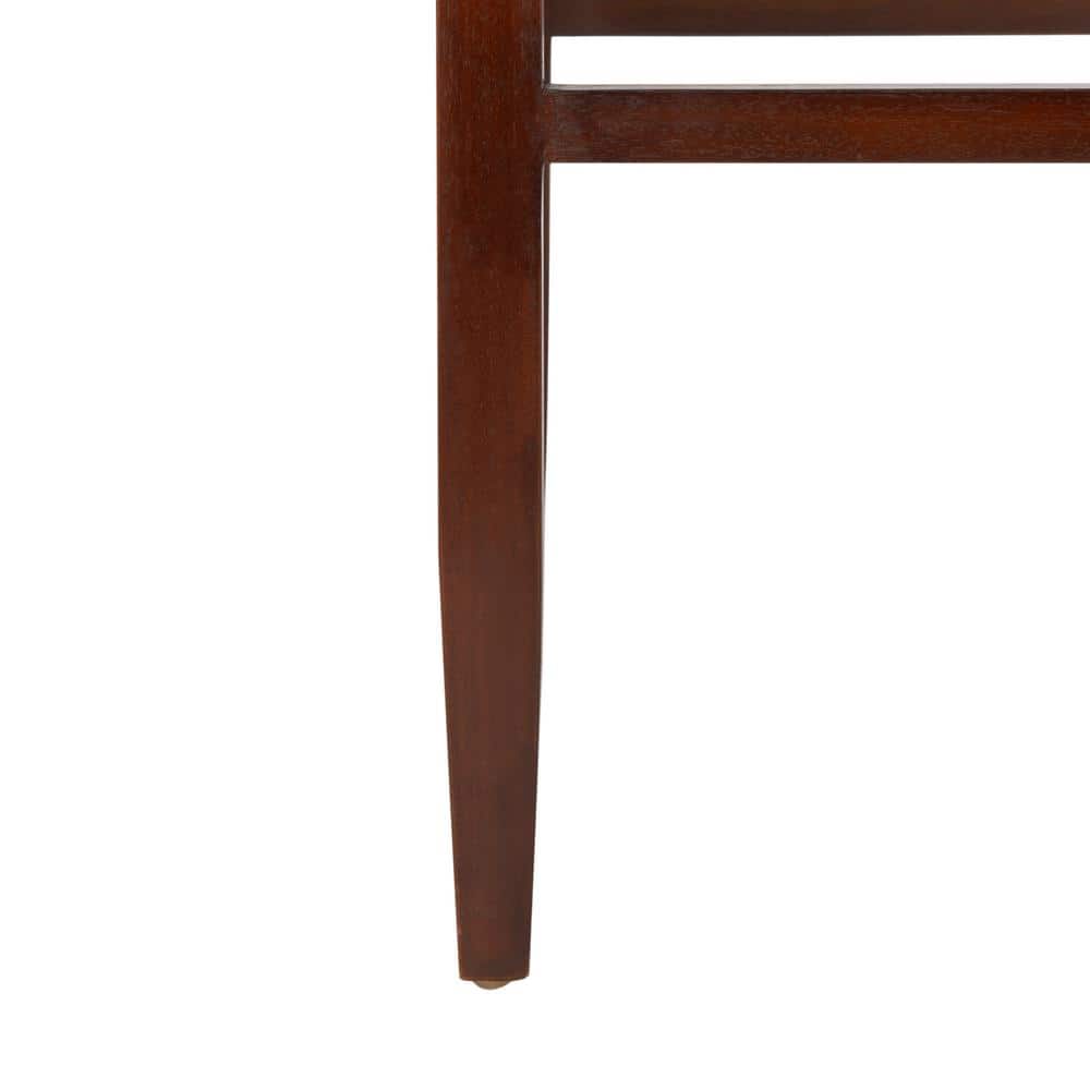 Cognac Woven Leather and Walnut Counter Stool