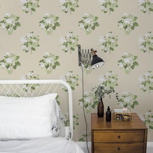 Secret Garden Taupe and White Detailed Bouquet Non-Woven Paper Non-Pasted Wallpaper Roll (Covers 57.75 sq.ft.)