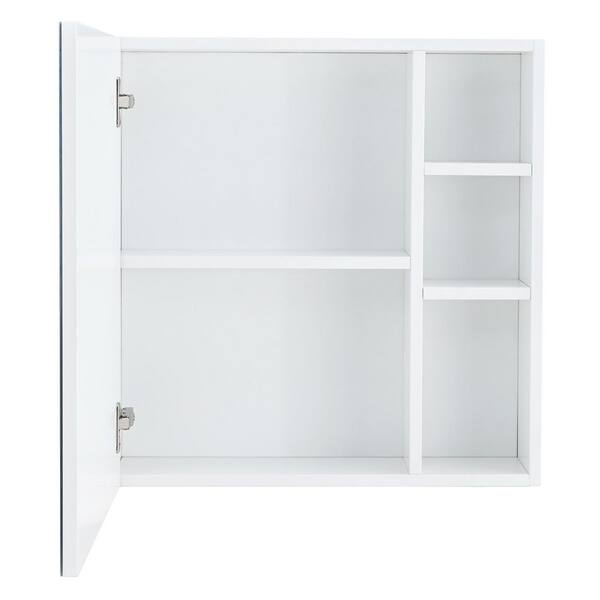 21.7 in. W x 22 in. H Rectangular White MDF Surface Mount Medicine Cabinet with Mirror, with 2 Shelves