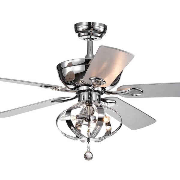 Warehouse of Tiffany Tatiana 52 in. Chrome Indoor Remote Controlled Ceiling Fan with Light Kit