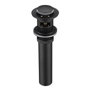 1-1/2 in. Brass Bathroom and Vessel Sink Push Pop-Up Drain Stopper With Overflow in Matte Black