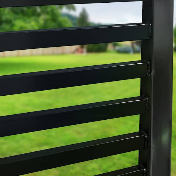 16 ft. x 6 ft. Automated Steel Milan Dual Swing Black Steel Driveway Gate and Gate Opener Kit ETL Listed Fence Gate