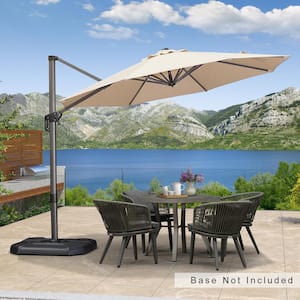 10 ft. Octagon Outdoor Patio Cantilever Umbrella Aluminum Offset 360° Rotation Umbrella in Beige