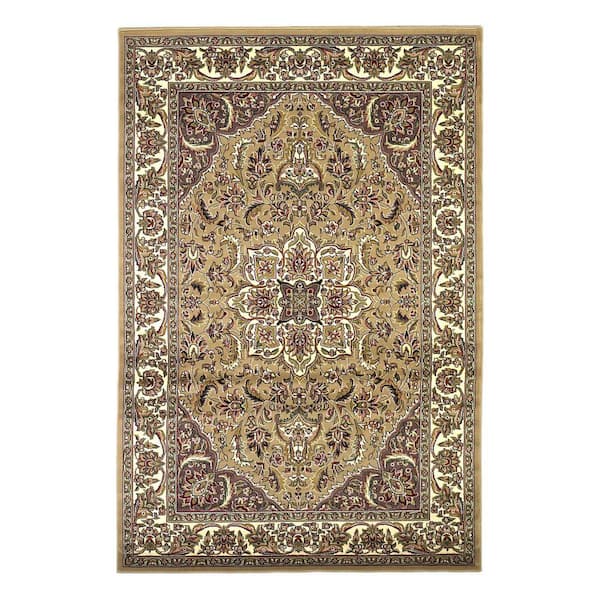 Kas Rugs Classic Medallion Beige/Ivory 8 ft. x 11 ft. Area Rug