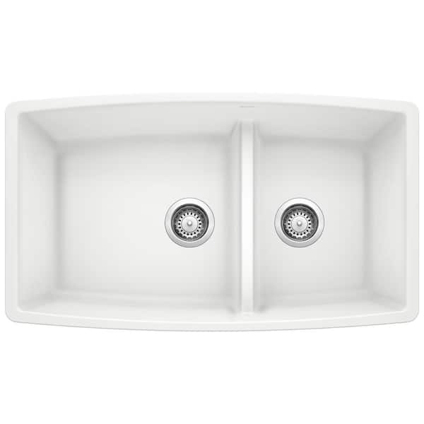 Blanco PERFORMA 33 in. Undermount Double Bowl White Granite Composite Kitchen Sink