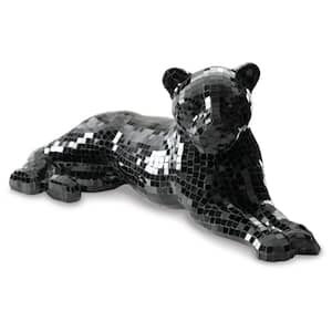 Drice Mosaic Black 24.25 in. x 10.25 in. Panther Glass Sculpture