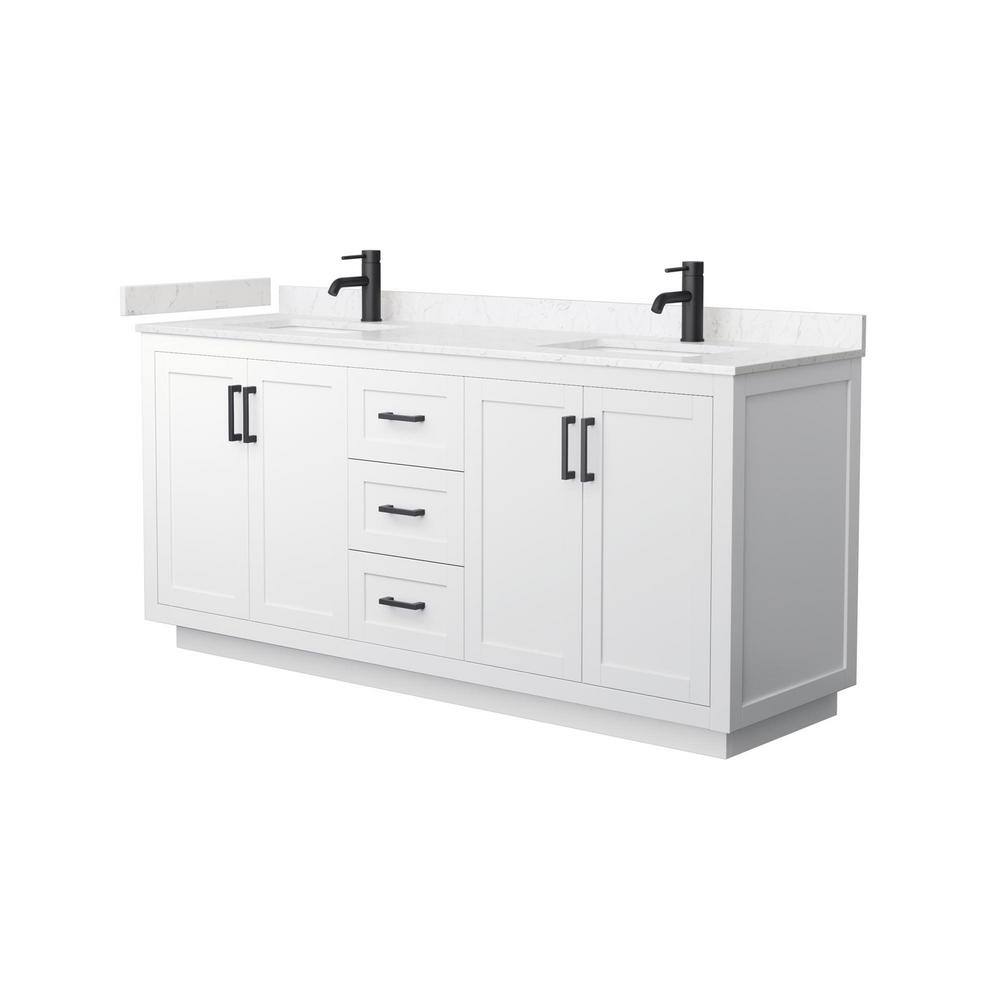 Miranda 72" White Double Bathroom Vanity with Marble Top