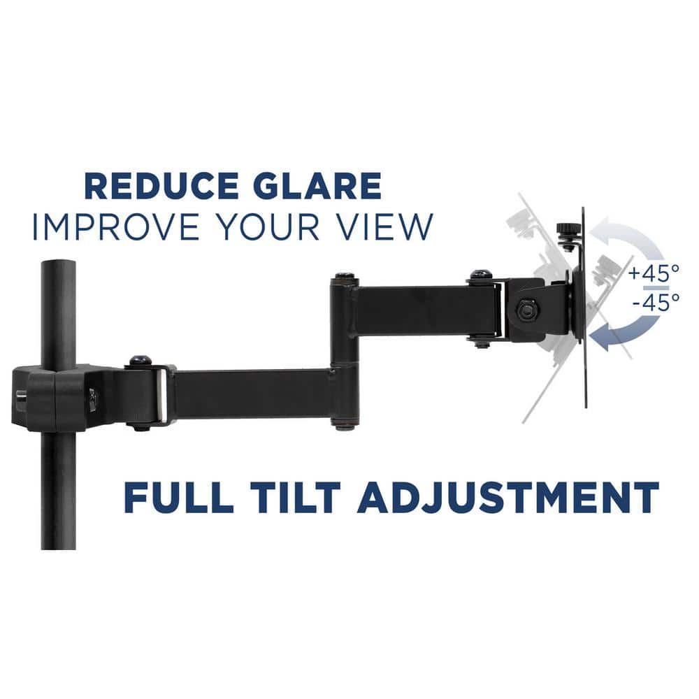 Black Steel Full Motion VESA Pole Mount for 32" TVs and Monitors