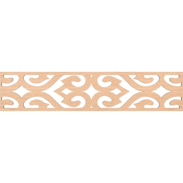Ekena Millwork Keene Fretwork 0.25 in. D x 46.75 in. W x 10 in. L Red Oak Wood Panel Moulding